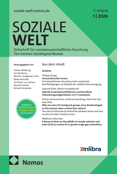 Cover der Ausgabe: SozW Soziale Welt Jahrgang 77 (2026), Heft 1