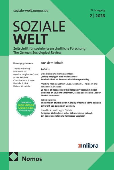 Cover der Ausgabe: SozW Soziale Welt Jahrgang 77 (2026), Heft 2