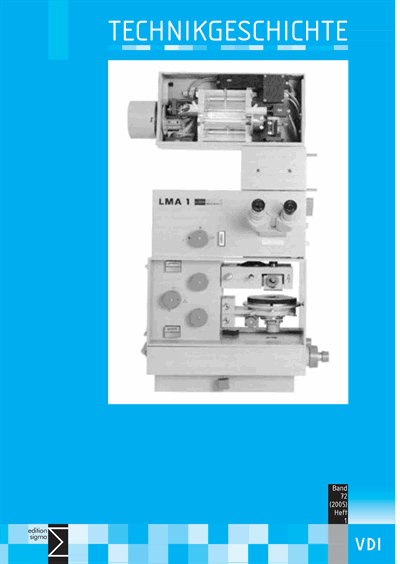 Cover der Ausgabe: TG Technikgeschichte Jahrgang 72 (2005), Heft 1