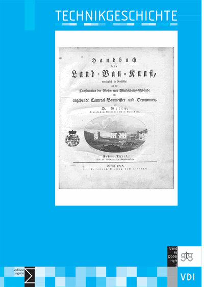 Cover of Volume: TG Technikgeschichte Volume 76 (2009), Edition 2