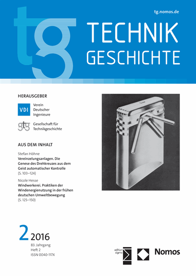 Cover der Ausgabe: TG Technikgeschichte Jahrgang 83 (2016), Heft 2