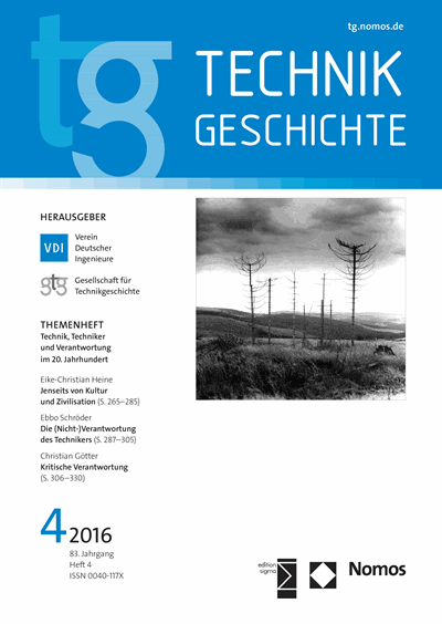 Cover der Ausgabe: TG Technikgeschichte Jahrgang 83 (2016), Heft 4