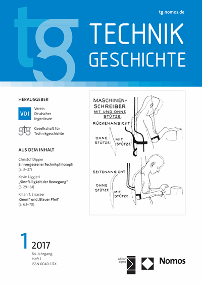Cover der Ausgabe: TG Technikgeschichte Jahrgang 84 (2017), Heft 1