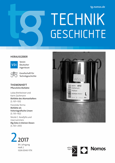 Cover der Ausgabe: TG Technikgeschichte Jahrgang 84 (2017), Heft 2