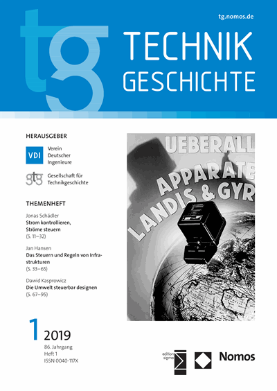 Cover der Ausgabe: TG Technikgeschichte Jahrgang 86 (2019), Heft 1