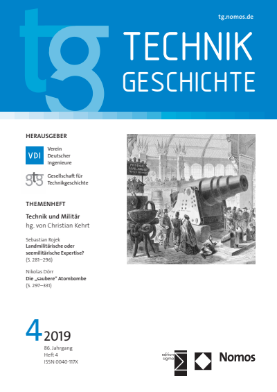 Cover der Ausgabe: TG Technikgeschichte Jahrgang 86 (2019), Heft 4