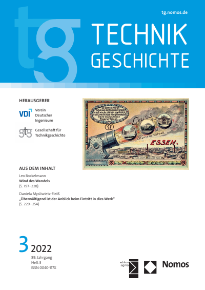 Cover of Volume: TG Technikgeschichte Volume 89 (2022), Edition 3