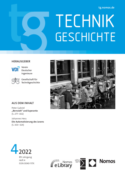 Cover of Volume: TG Technikgeschichte Volume 89 (2022), Edition 4
