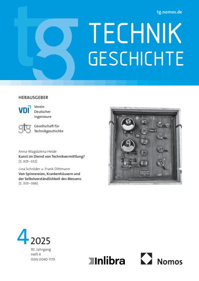 Cover der Ausgabe: TG Technikgeschichte Jahrgang 92 (2025), Heft 4