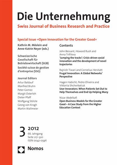 Cover of Volume: Swiss Journal of Business Volume 66 (2012), Edition 3