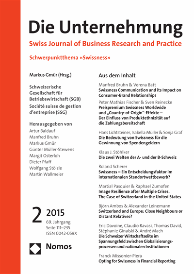Cover der Ausgabe: Swiss Journal of Business Jahrgang 69 (2015), Heft 2