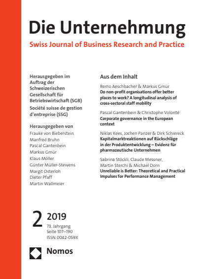 Cover of Volume: Swiss Journal of Business Volume 73 (2019), Edition 2