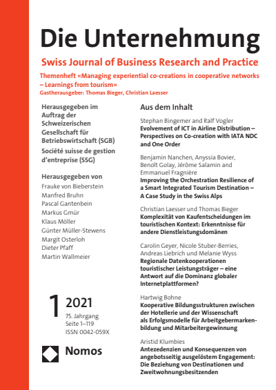 Cover of Volume: Swiss Journal of Business Volume 75 (2021), Edition 1