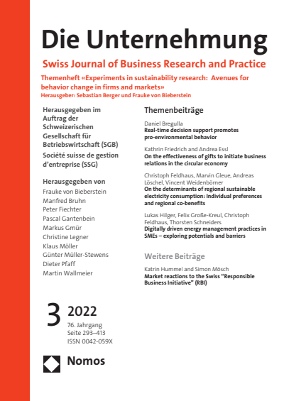 Cover of Volume: Swiss Journal of Business Volume 76 (2022), Edition 3