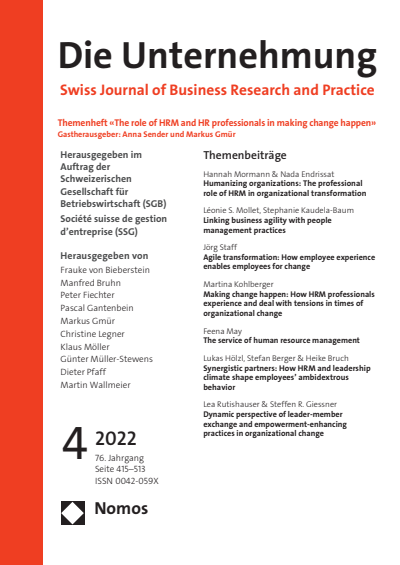 Cover of Volume: Swiss Journal of Business Volume 76 (2022), Edition 4