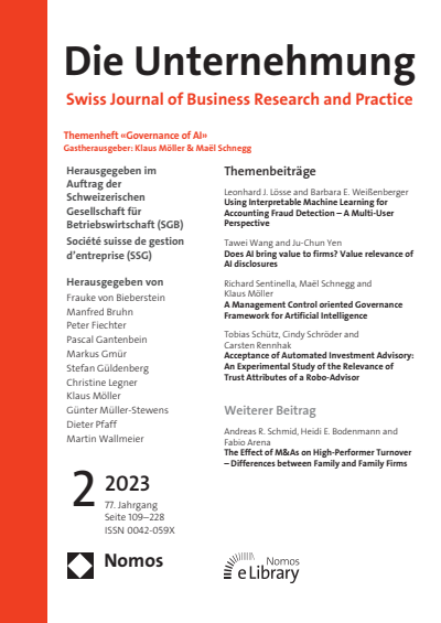 Cover of Volume: Swiss Journal of Business Volume 77 (2023), Edition 2