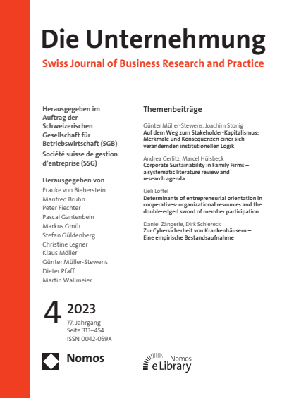 Cover of Volume: Swiss Journal of Business Volume 77 (2023), Edition 4