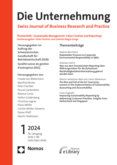 Cover of Volume: Swiss Journal of Business Volume 78 (2024), Edition 1