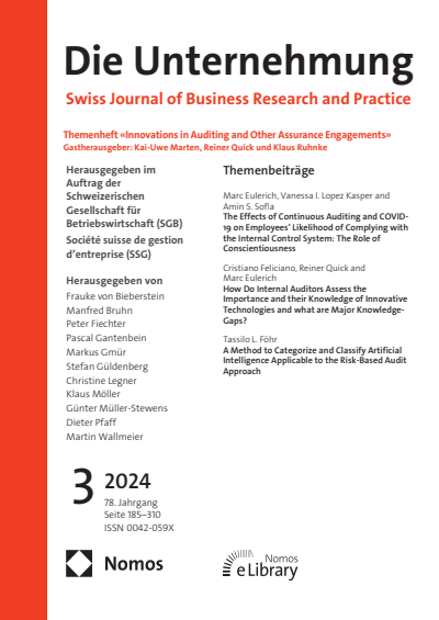 Cover of Volume: Swiss Journal of Business Volume 78 (2024), Edition 3