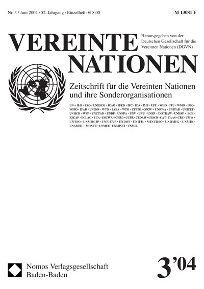 Cover of Volume: VN Vereinte Nationen Volume 52 (2004), Edition 3