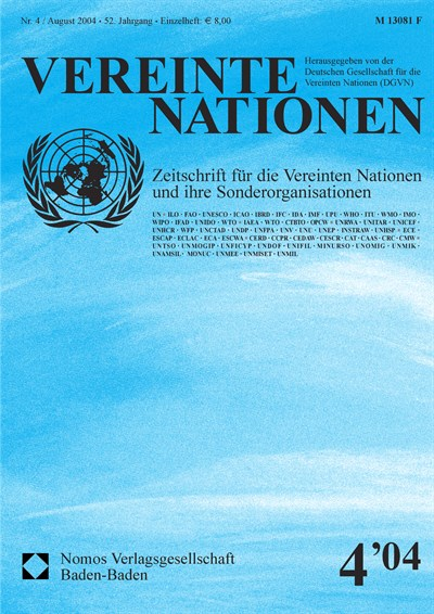 Cover of Volume: VN Vereinte Nationen Volume 52 (2004), Edition 4