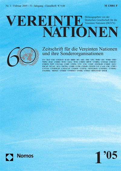 Cover of Volume: VN Vereinte Nationen Volume 53 (2005), Edition 1