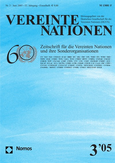 Cover of Volume: VN Vereinte Nationen Volume 53 (2005), Edition 3