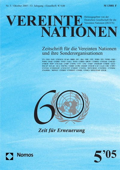 Cover of Volume: VN Vereinte Nationen Volume 53 (2005), Edition 5