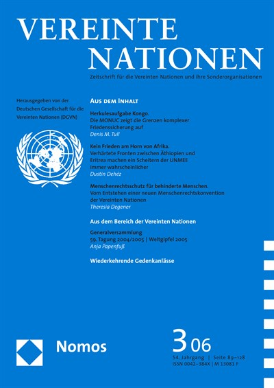 Cover of Volume: VN Vereinte Nationen Volume 54 (2006), Edition 3