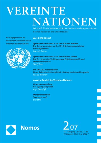 Cover of Volume: VN Vereinte Nationen Volume 55 (2007), Edition 2