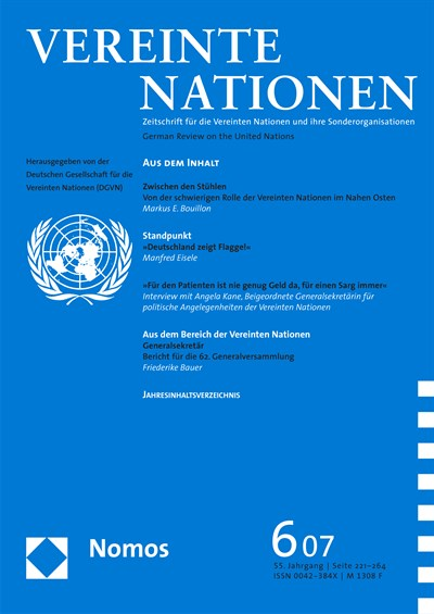 Cover of Volume: VN Vereinte Nationen Volume 55 (2007), Edition 6