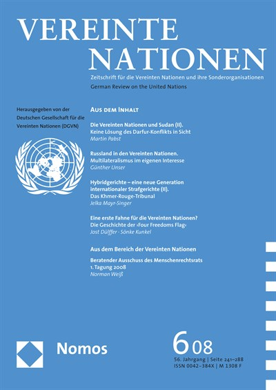 Cover of Volume: VN Vereinte Nationen Volume 56 (2008), Edition 6