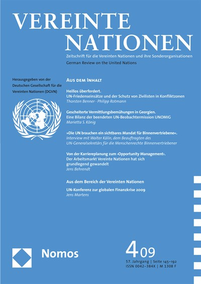 Cover of Volume: VN Vereinte Nationen Volume 57 (2009), Edition 4