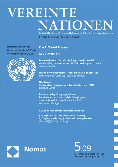 Cover of Volume: VN Vereinte Nationen Volume 57 (2009), Edition 5
