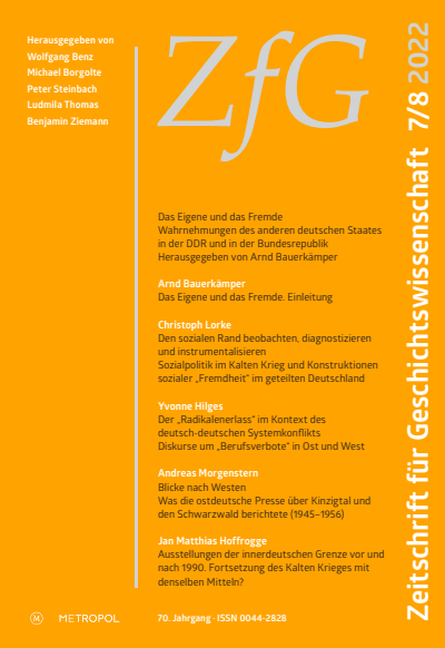 Cover der Ausgabe: Zeitschrift für Geschichtswissenschaft Jahrgang 70 (2022), Heft 7-8
