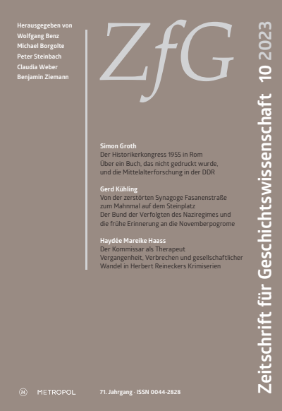 Cover der Ausgabe: Zeitschrift für Geschichtswissenschaft Jahrgang 71 (2023), Heft 10