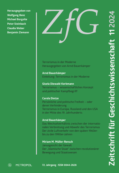 Cover der Ausgabe: Zeitschrift für Geschichtswissenschaft Jahrgang 72 (2024), Heft 11
