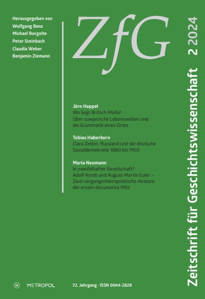 Cover der Ausgabe: Zeitschrift für Geschichtswissenschaft Jahrgang 72 (2024), Heft 2