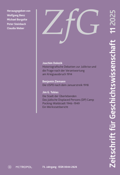 Cover der Ausgabe: Zeitschrift für Geschichtswissenschaft Jahrgang 73 (2025), Heft 11