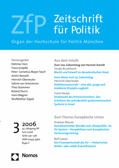 Cover der Ausgabe: ZfP Zeitschrift für Politik Jahrgang 53 (2006), Heft 3
