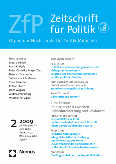 Cover der Ausgabe: ZfP Zeitschrift für Politik Jahrgang 56 (2009), Heft 2