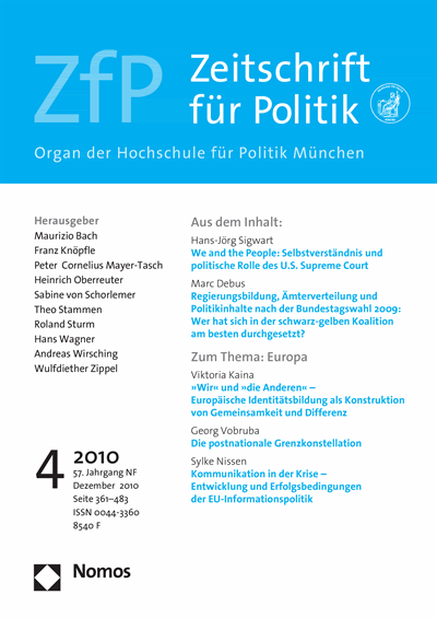 Cover der Ausgabe: ZfP Zeitschrift für Politik Jahrgang 57 (2010), Heft 4