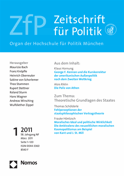 Cover der Ausgabe: ZfP Zeitschrift für Politik Jahrgang 58 (2011), Heft 1