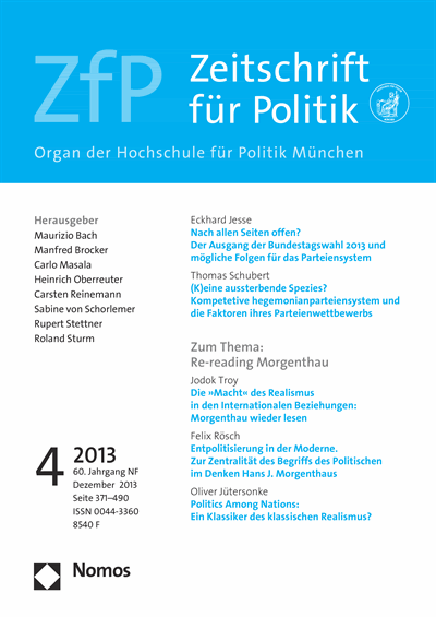 Cover der Ausgabe: ZfP Zeitschrift für Politik Jahrgang 60 (2013), Heft 4