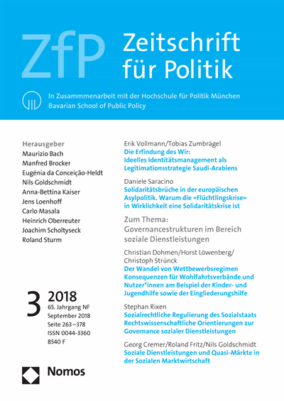 Cover der Ausgabe: ZfP Zeitschrift für Politik Jahrgang 65 (2018), Heft 3