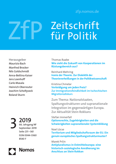 Cover der Ausgabe: ZfP Zeitschrift für Politik Jahrgang 66 (2019), Heft 3