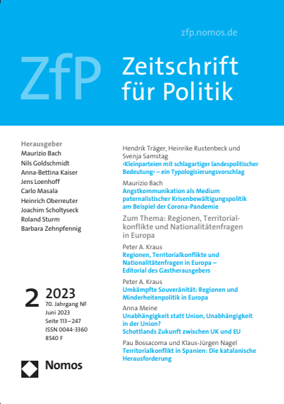 Cover der Ausgabe: ZfP Zeitschrift für Politik Jahrgang 70 (2023), Heft 2
