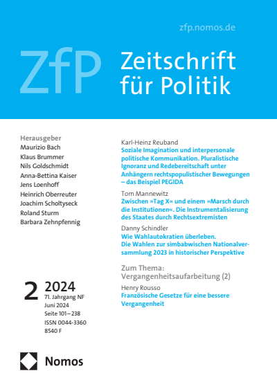 Cover der Ausgabe: ZfP Zeitschrift für Politik Jahrgang 71 (2024), Heft 2