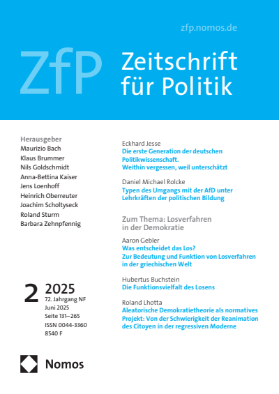 Cover der Ausgabe: ZfP Zeitschrift für Politik Jahrgang 72 (2025), Heft 2