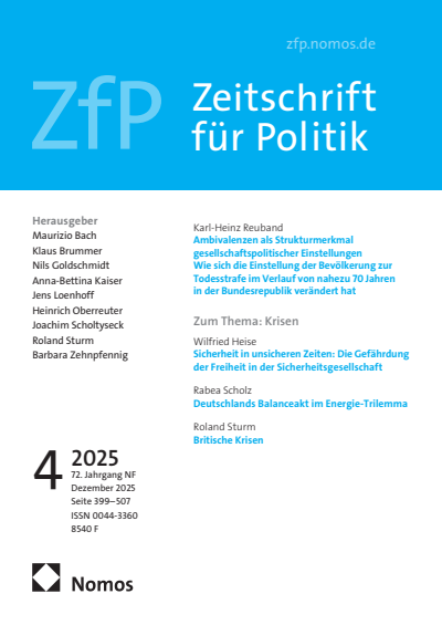 Cover of Volume: ZfP Zeitschrift für Politik Volume 72 (2025), Edition 4